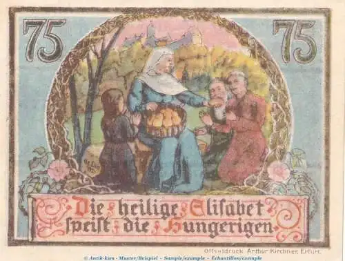 Notgeld Kleinrentner Meiningen 876.2.a , 75 Pfennig Schein Nr.1 in kfr. o.D. Thüringen Seriennotgeld