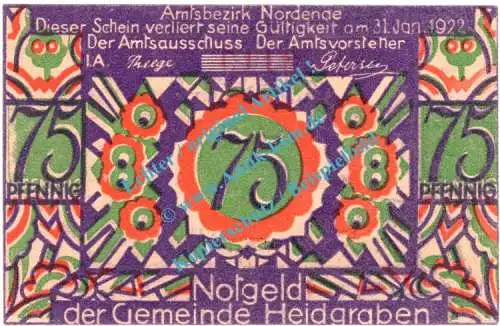 Heidgraben , Notgeld Set 6 Scheine -KN unter 1000- in kfr. M-G 589.1 , Schleswig Holstein o.D. Seriennotgeld