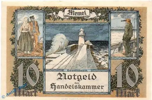 Notgeld , 10 Mark Schein in kfr. Memel , MEM-5 a,b , Rosenberg 850 , P 5 , vom 22.02.1922 , deutsche Nebengebiete