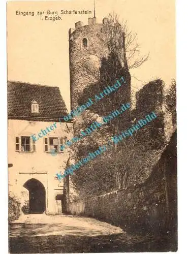 Drebach , AK-PK Motiv - Burg Scharfenstein , gel. um 1920 , Sachsen