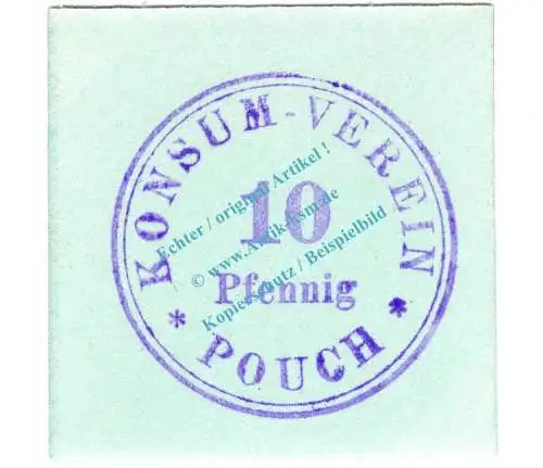 Pouch , Notgeld 10 Pfennig Schein in unc. Tieste 5740.05.02 , Sachsen o.D. Verkehrsausgabe