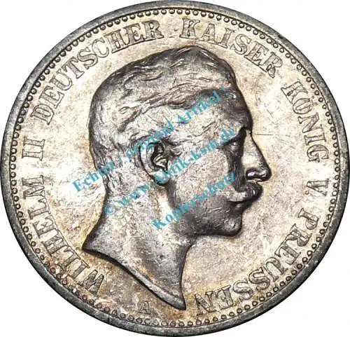 Silbersmünze Preussen , 2 Mark Stück -Wilhelm II- von 1907 A , J.102 -0586