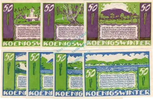 Königswinter , Notgeld Set --7 x 1510 und WZ-- kpl. in kfr. M-G 730.1 , Westfalen 1921 Seriennotgeld