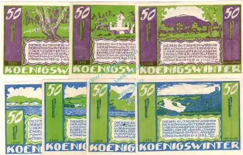 Königswinter , Notgeld Set --7 x 1506 und WZ-- kpl. in kfr. M-G 730.1 , Westfalen 1921 Seriennotgeld