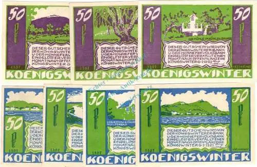 Königswinter , Notgeld Set --7 x 1507-- kpl. in kfr. M-G 730.2.c Westfalen 1921 Seriennotgeld