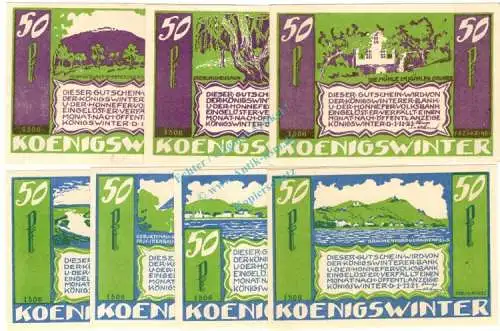 Königswinter , Notgeld Set --7 x 1506-- kpl. in kfr. M-G 730.2.c Westfalen 1921 Seriennotgeld