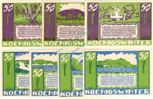 Königswinter , Notgeld Set --7 x 1510-- kpl. in kfr. M-G 730.2.c Westfalen 1921 Seriennotgeld