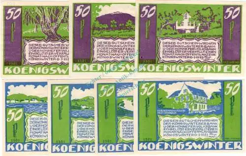 Königswinter , Notgeld Set --7 x 1501-- kpl. in kfr. M-G 730.2.c Westfalen 1921 Seriennotgeld