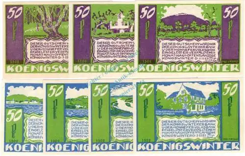 Königswinter , Notgeld Set --7 x 1509-- kpl. in kfr. M-G 730.2.c Westfalen 1921 Seriennotgeld