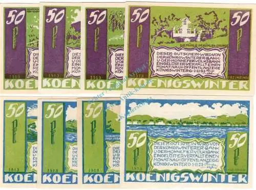 Königswinter , Notgeld Set --8 x Serie 1513 -- in kfr. M-G 730.3.b Westfalen 1921 Seriennotgeld