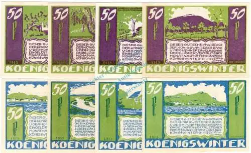 Königswinter , Notgeld Set --8 x Serie 1515 -- in kfr. M-G 730.3.b Westfalen 1921 Seriennotgeld