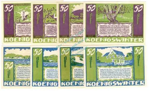 Königswinter , Notgeld Set mit 8 Scheinen in kfr. M-G 730.3.b , Westfalen 1921 Seriennotgeld