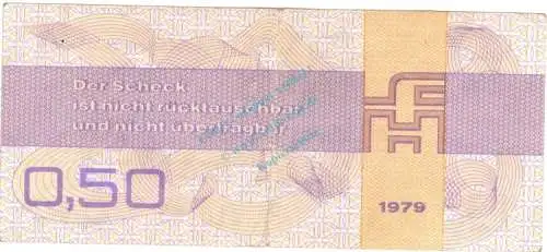 Banknote , 50 Pfennig Scheck in gbr. DDR-29, Ros.367, FX1, DDR 1979 Forum-Aussenhandelsgesellschaft