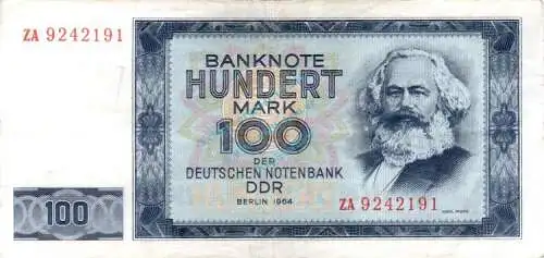 Banknote , 100 Mark Schein in gbr. DDR-20.b, Ros.358, P.26, DDR 1964 deutsche Notenbank