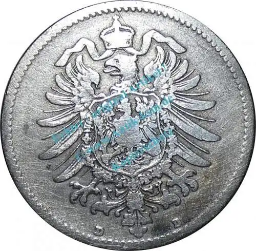 Kursmünze deutsches Reich , 1 Mark Stück -kl. Adler- von 1881 D , J.9 -0593