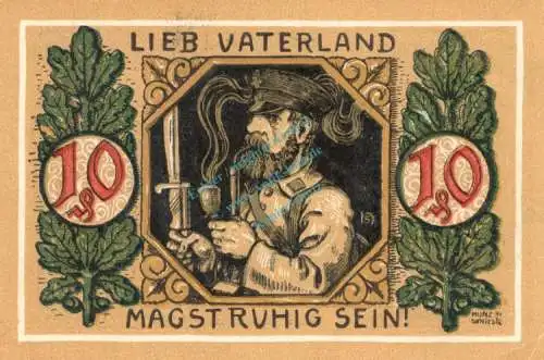 Lindenberg , 10 Pfennig --FEHLDRUCK-- B in kfr-unc , Ti.4115.... Bayern 1918 Verkehrsausgabe