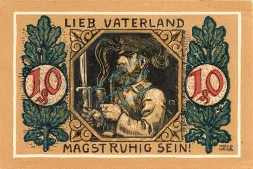 Lindenberg , 10 Pfennig --FEHLDRUCK-- E in kfr-unc , Ti.4115.... Bayern 1918 Verkehrsausgabe