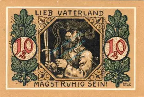 Lindenberg , 10 Pfennig --FEHLDRUCK-- K in kfr-unc , Ti.4115.... Bayern 1918 Verkehrsausgabe