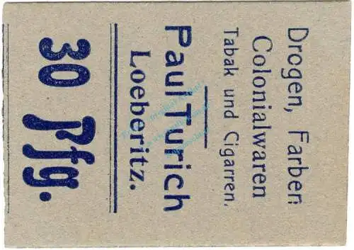 Löberitz , 30 Pfennig Schein in kfr-unc Ti.4185.20.06 , Sachsen Anhalt o.D. Verkehrsausgabe