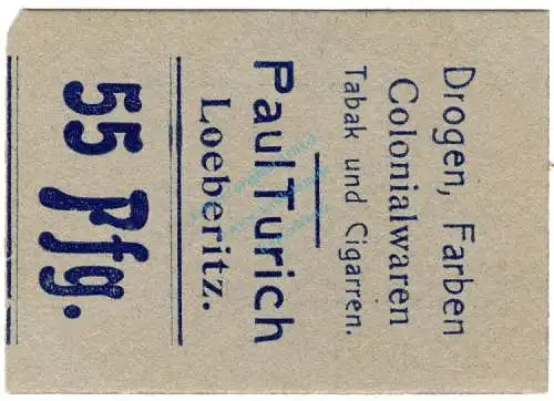 Löberitz , 55 Pfennig Schein in kfr-unc Ti.4185.20.11 , Sachsen Anhalt o.D. Verkehrsausgabe