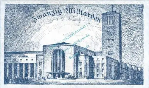 Stuttgart , Banknote 20 Milliarden Mark Schein in L-gbr. Keller 4926.g Grossnotgeld 1923 Inflation Württemberg