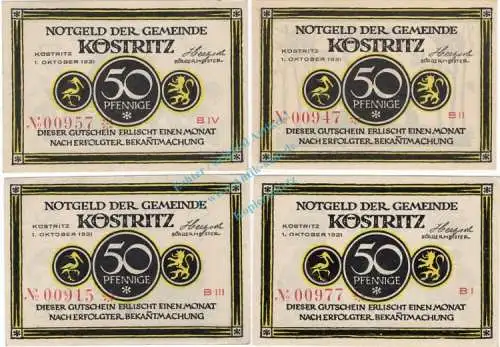 Köstritz , Notgeld Set --KN unter 1000-- in unc-kfr. M-G 736.3 , Thüringen 1921 Seriennotgeld