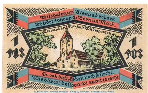 Notgeld Stegemanns Hotel Wildeshausen 1427.1.b , 1 Mark Schein in kfr. o.D. Niedersachsen Seriennotgeld