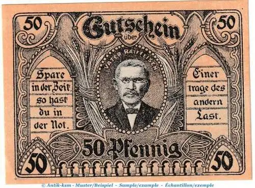 Notgeld Posenmühle Bucha 196.1.a , 50 Pfennig Schein in kfr. von 1921 , Thüringen Seriennotgeld