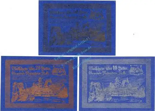 Rabenstein , Notgeld Set mit 3 Scheinen in kfr. K-K S.808.a , Nieder Österreich