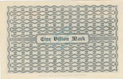 Glashütte , Banknote 1 Billion Mark Schein in unc-kfr Bühn 1960.72 , Sachsen 1923 Inflation