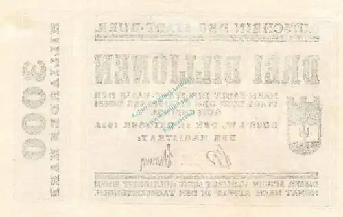 Buer , Banknote 3 Billionen Mark Schein in unc-kfr Keller 659.h , Westfalen 1923 Inflation