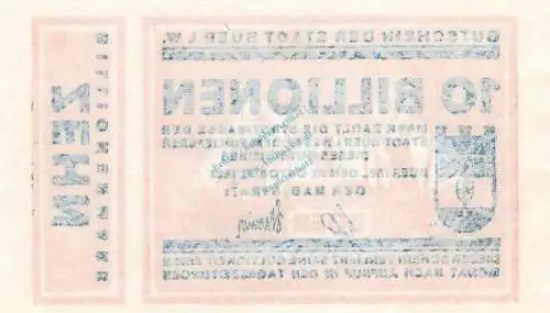 Buer , Banknote 10 Billionen Mark Schein in unc-kfr Keller 659.g , Westfalen 1923 Inflation