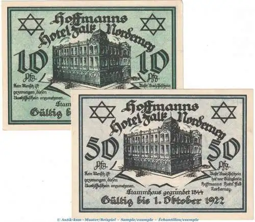 Norderney Notgeld 985.1 , Hotel Falk Set mit 2 Scheinen in kfr. o.D. , Niedersachsen Seriennotgeld