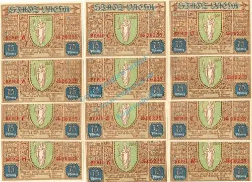 Vacha , Notgeld Set -12 x Nummerngleich- unc-kfr. M-G 1356.1 , Thüringen 1921 Seriennotgeld