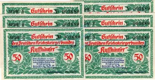 Berlin , Notgeld Set --6 x Nummerngleich-- unc-kfr. M-G 91.1 , Brandenburg 1921 Seriennotgeld