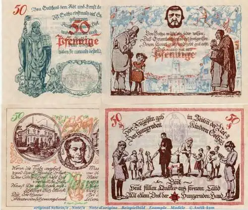 Notgeld Stadt Gotha 456.6.a , Set mit 4 Scheinen in kfr. von 1921 , Thüringen Seriennotgeld