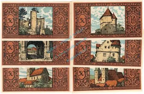 Schmalkalden , Notgeld Set --6 x Nummerngleich-- unc-kfr. M-G 1184.1 , Thüringen 1921 Seriennotgeld