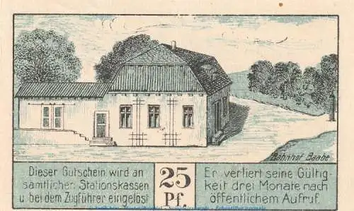 Notgeld Kleinbahn AG Stettin 1269.1 , 25 Pfennig Schein in kfr. von 1921 , Pommern Seriennotgeld