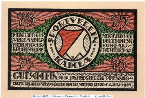 Notgeld Kahla , 75 Pfennig Schein Nr 4 gepunktet in kfr. Mehl Grabowski 667.1 , o.D. Thüringen Seriennotgeld