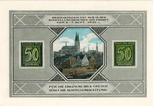 Lübeck , Notgeld 50 Pfennig Schein Nr.3 unc-kfr. M-G 826.14 , Schleswig Holstein 1921 Seriennotgeld