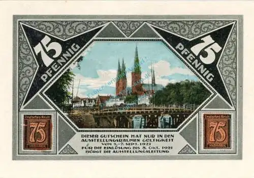 Lübeck , Notgeld 75 Pfennig Schein Nr.4 unc-kfr. M-G 826.14 , Schleswig Holstein 1921 Seriennotgeld