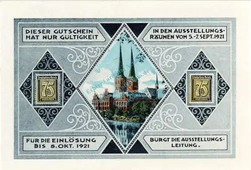 Lübeck , Notgeld 75 Pfennig Schein Nr.2 unc-kfr. M-G 826.17 , Schleswig Holstein 1921 Seriennotgeld