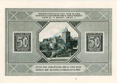 Lübeck , Notgeld 50 Pfennig Schein Nr.2 unc-kfr. M-G 826.1 , Schleswig Holstein 1921 Seriennotgeld