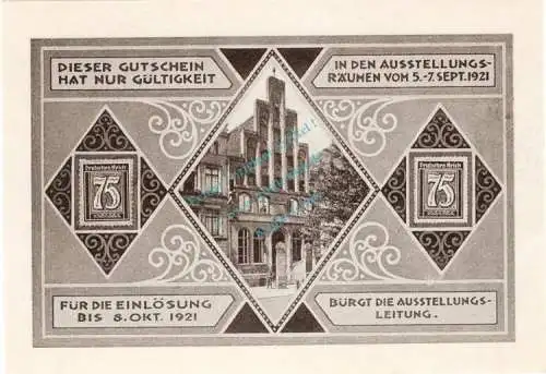 Lübeck , Notgeld 75 Pfennig Schein Nr.4 unc-kfr. M-G 826.6 , Schleswig Holstein 1921 Seriennotgeld