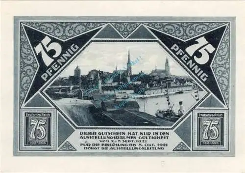 Lübeck , Notgeld 75 Pfennig Schein Nr.8 unc-kfr. M-G 826.7 , Schleswig Holstein 1921 Seriennotgeld