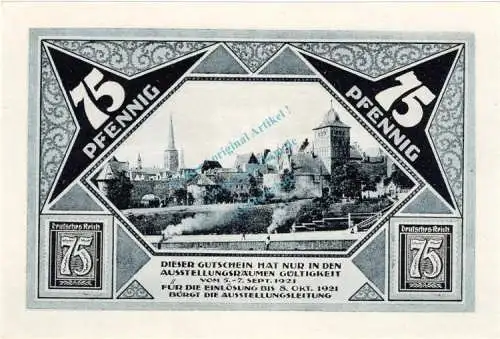 Lübeck , Notgeld 75 Pfennig Schein Nr.6 unc-kfr. M-G 826.3 , Schleswig Holstein 1921 Seriennotgeld