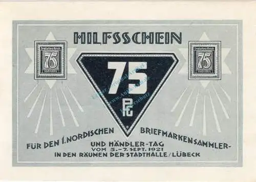 Lübeck , Notgeld 75 Pfennig Schein Nr.7 unc-kfr. M-G 826.1 , Schleswig Holstein 1921 Seriennotgeld