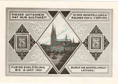 Lübeck , Notgeld 75 Pfennig Schein Nr.1 unc-kfr. M-G 826.6 , Schleswig Holstein 1921 Seriennotgeld