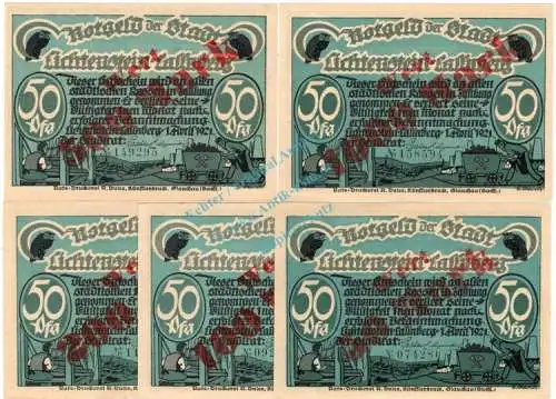 Lichtenstein , Notgeld Set --5 x Überdruck-- unc-kfr. Müller 2715 , Sachsen 1922-23 Inflation