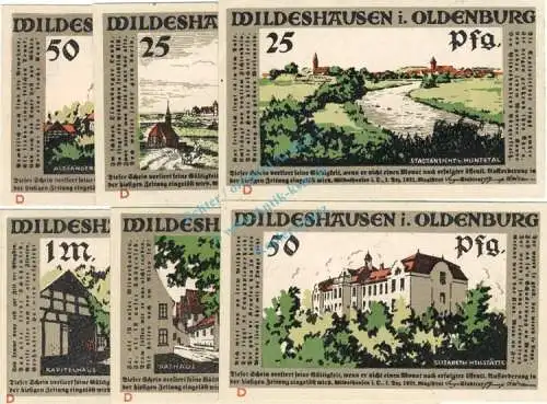 Wildeshausen , Notgeld Set --6 x D, o.KN-- unc-kfr. M-G 1426.2.h , Niedersachsen 1921 Seriennotgeld